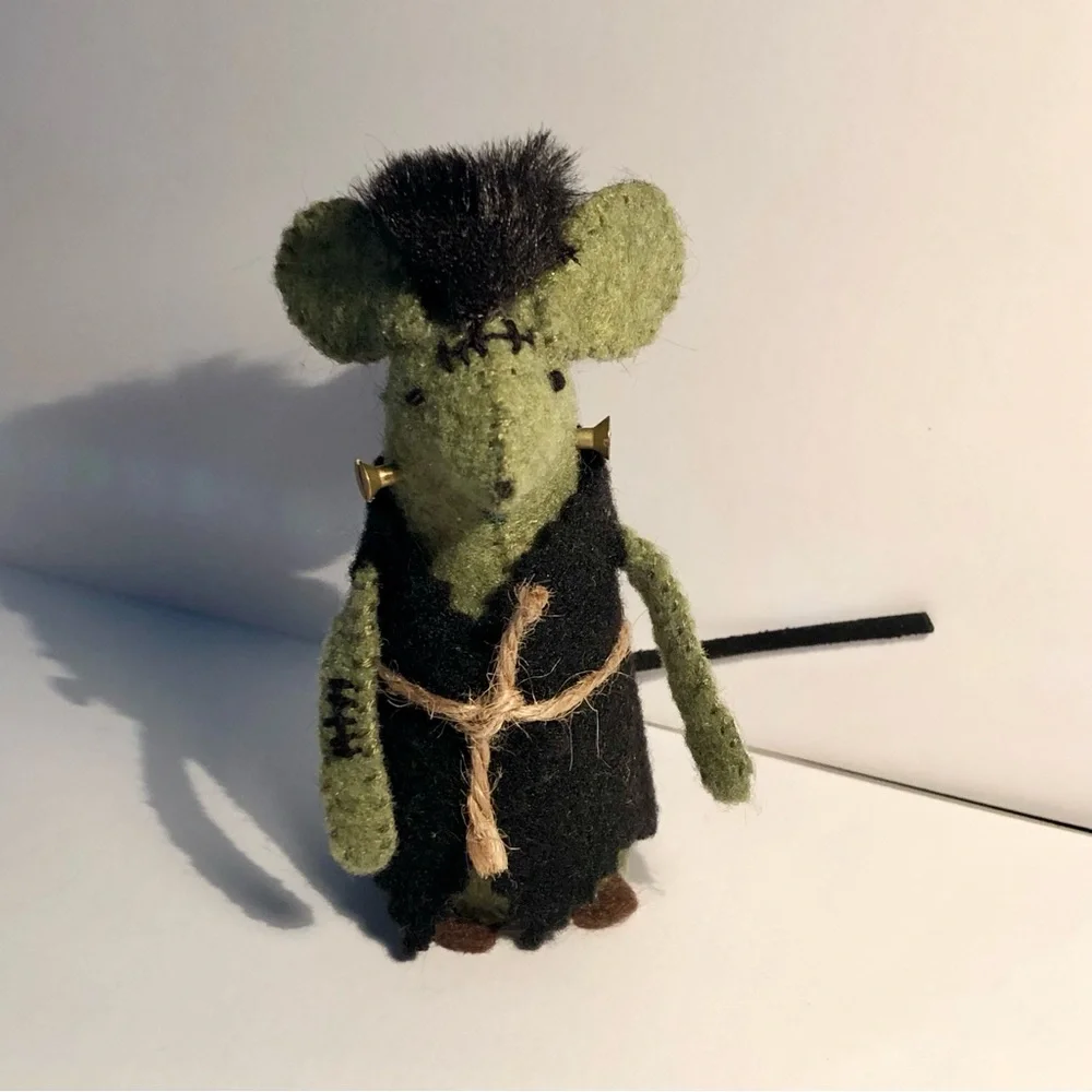 Frankenstein felt Mouse Frankenmouse art doll Hallloween Summerween hand-sewn